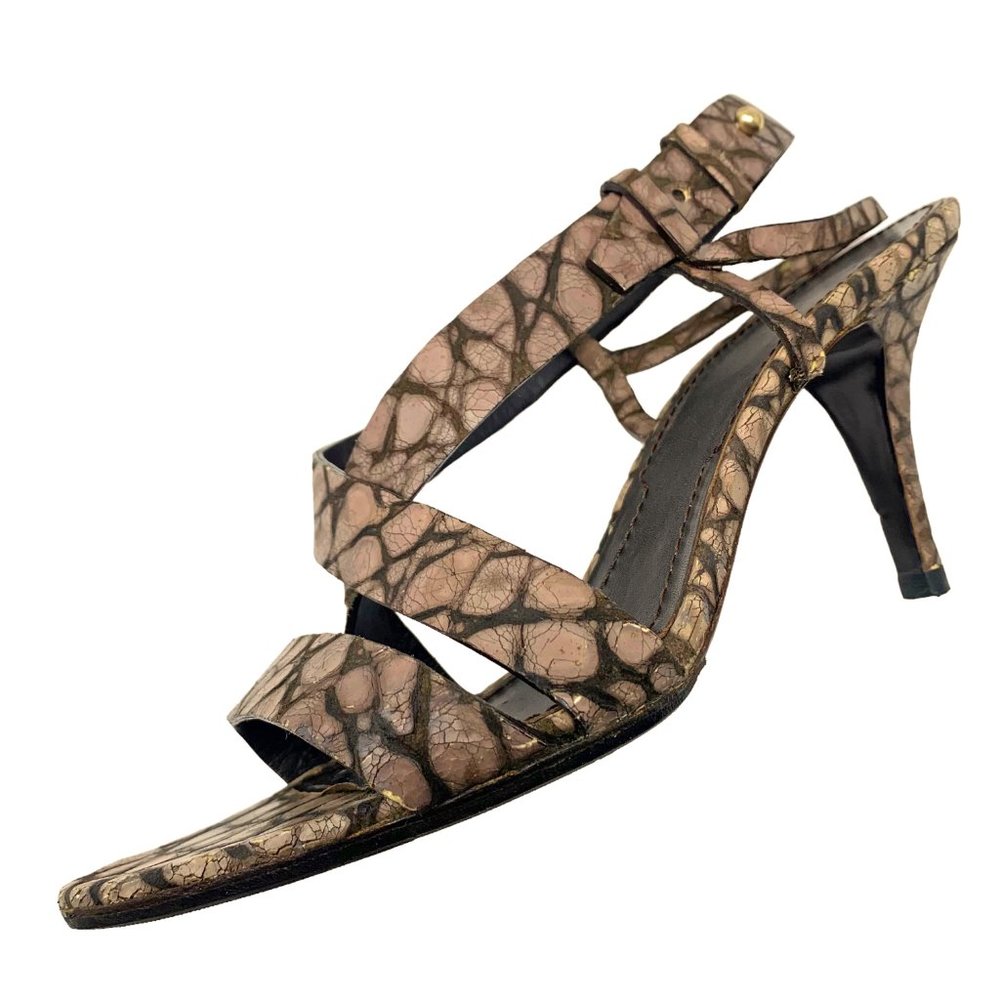 Retro GIVENCHY Taupe Alligator Leather‎ Slingback Sandal Heels